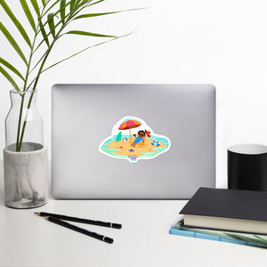 'Akili at the beach' Bubble-free stickers