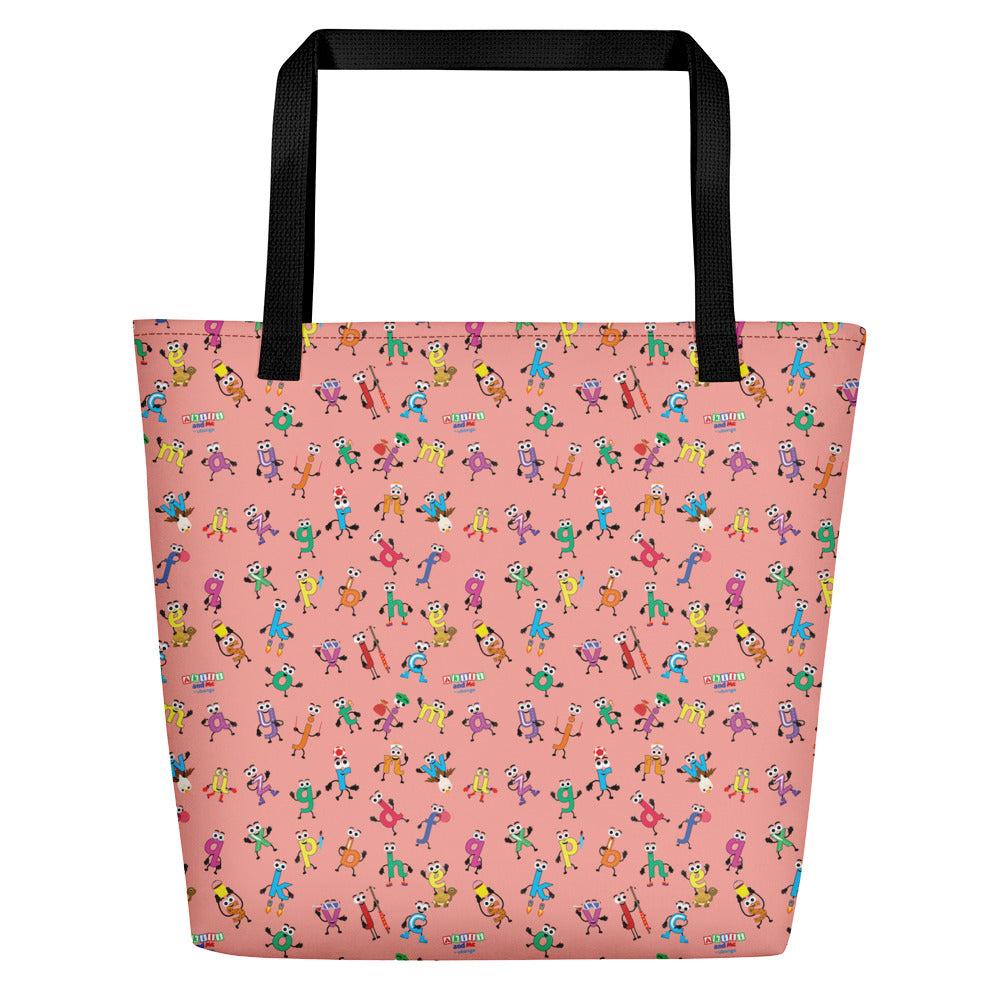 Beach Bag: Akili's Alphabet Print (Pink)