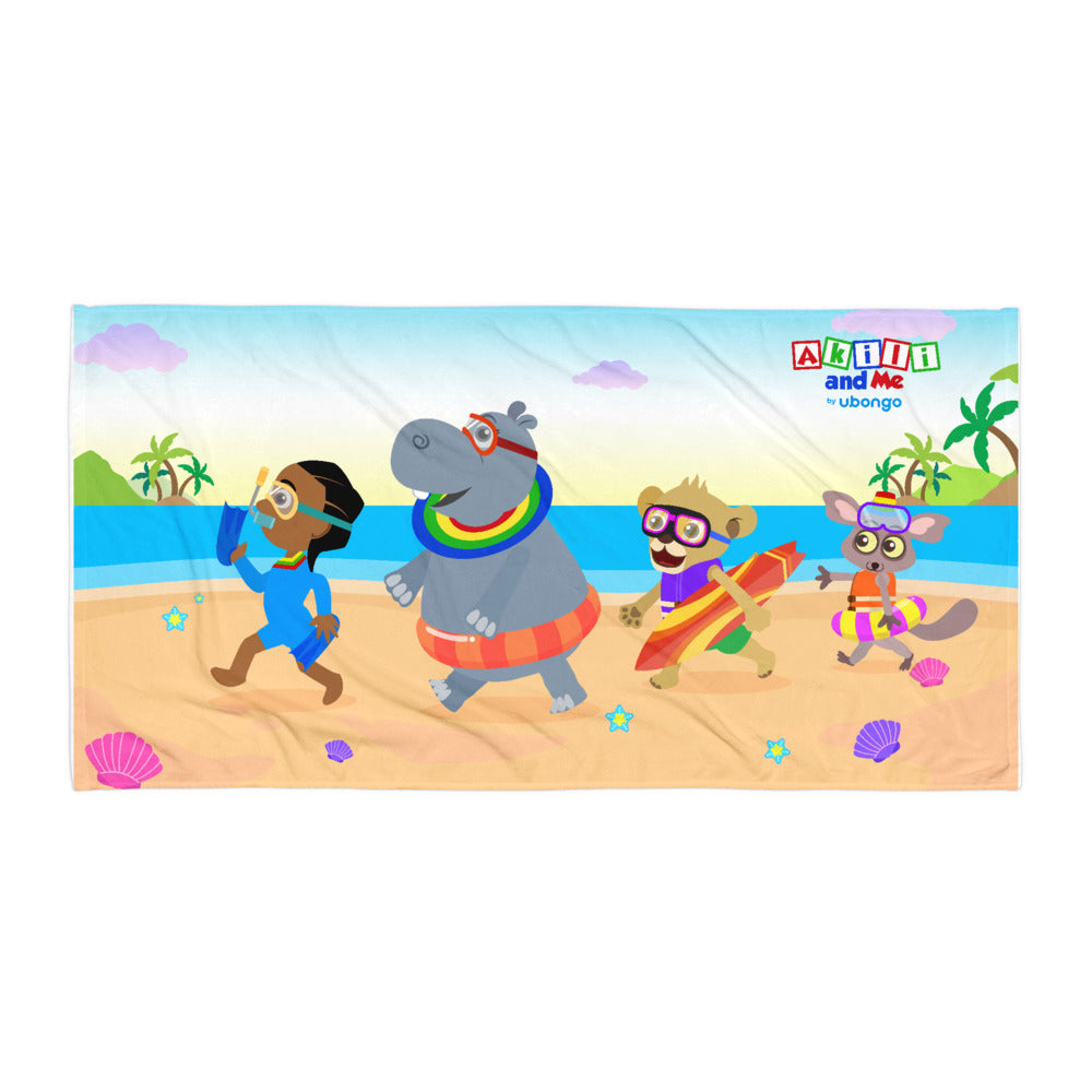 'Akili and friends at the beach' Towel