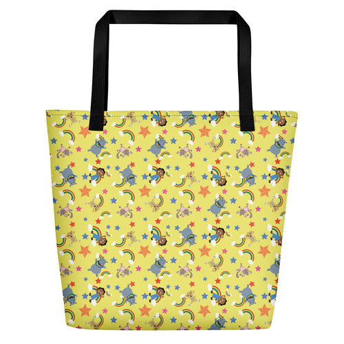 Beach Bag: Akili and Friends Print (Yellow)