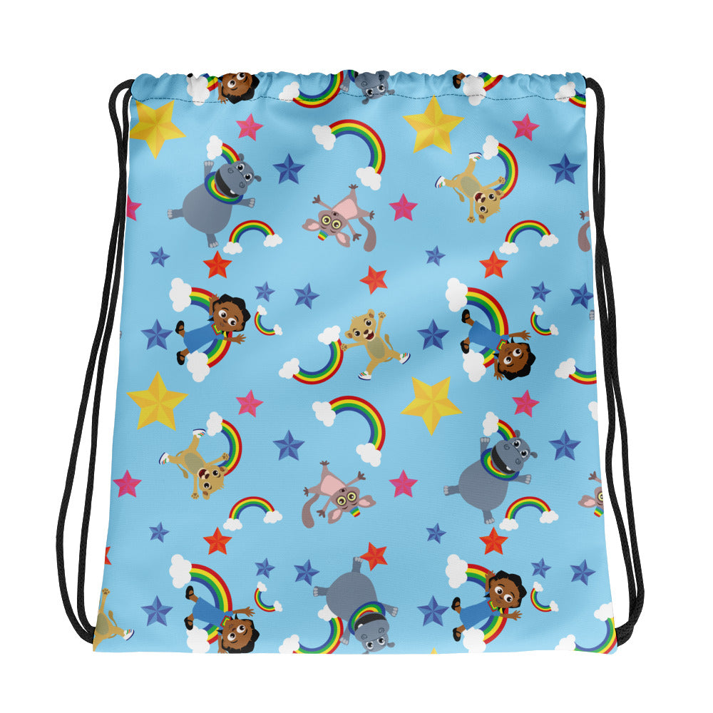 Akili and Friends Print Drawstring bag