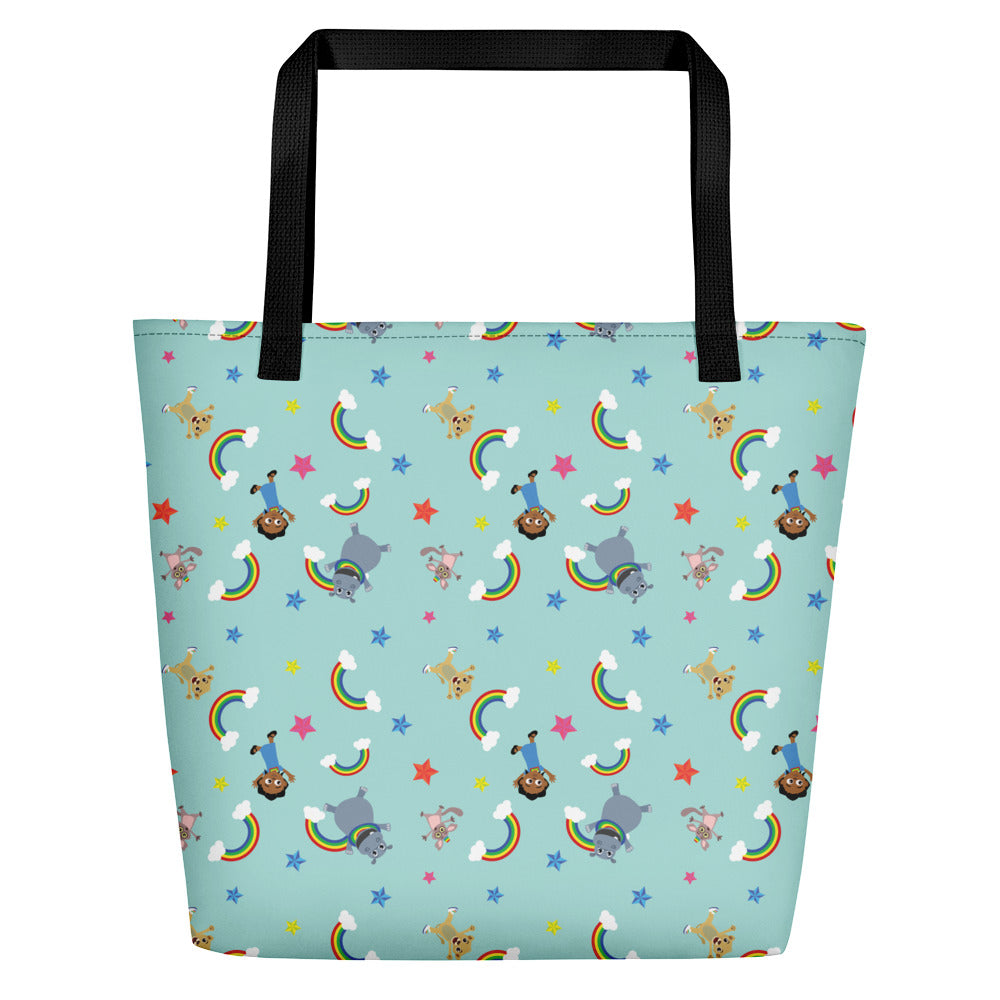 Beach Bag: Akili and Friends Print (Turquiose)